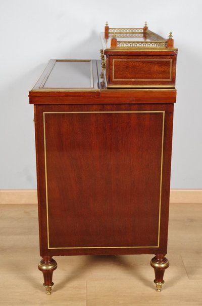 Commode-bureau Louis XVI en acajou et bronze doré – vers 1900