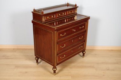 Commode-bureau Louis XVI en acajou et bronze doré – vers 1900