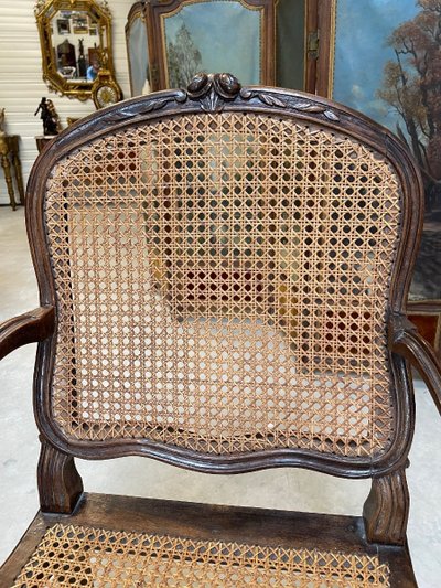 Pair of Louis XV armchairs with cane seats, 18th century