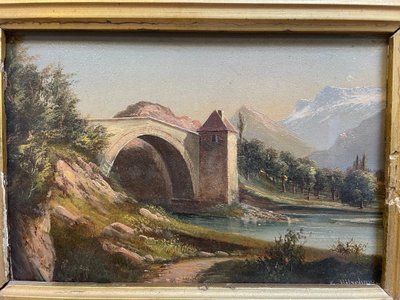 Louis Ritschard (1817–1904), *The Bridge at Claix*, oil on panel
