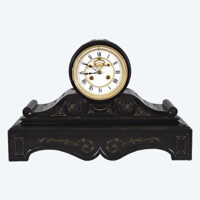 Pendule Napoléon III en marbre noir à échappement Brocot