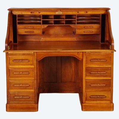 Bureau américain signé Pichon Lyon en noyer, vers 1900