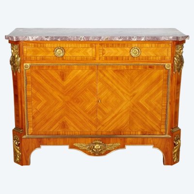Meuble d'appui style Louis XIV en bois de rose et bronze doré, vers 1880