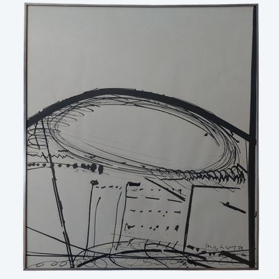 Kurt Rudolf Sonderborg - (1923 - 2008) - Teatro del Mondo - Disegno originale - 1972
