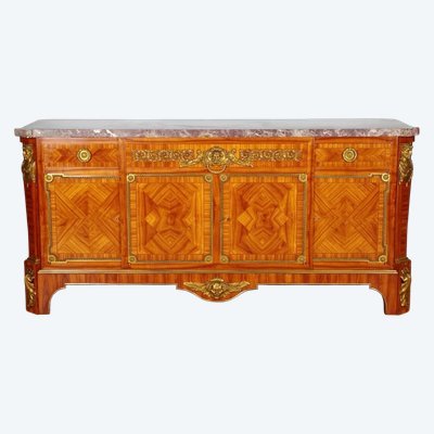 Buffet d'enfilade Louis XVI en bois de rose et bronze doré, vers 1880