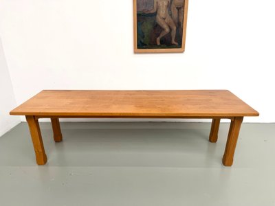 Extra-large brutalist dining table in solid oak