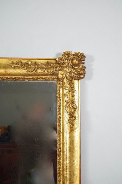 Miroir Napoléon III en bois doré, tain au mercure, vers 1860
