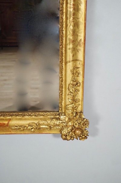Miroir Napoléon III en bois doré, tain au mercure, vers 1860