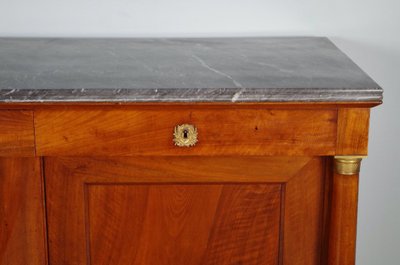 Credenza in stile Impero in noce e marmo blu Turquin, 1810 circa