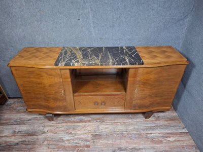 Credenza Art Déco in impiallacciatura di noce fiammato, opera francese degli anni '30.