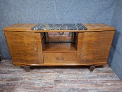 Credenza Art Déco in impiallacciatura di noce fiammato, opera francese degli anni '30.