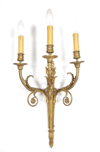Pair of gilded bronze Louis XVI wall sconces, circa 1880