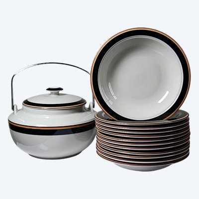 Vintage 1970s-80s Arabia Finland Reimari soup set by Inkeri Leivo