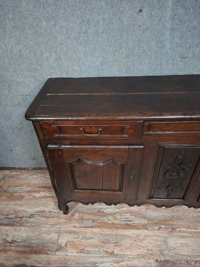 Credenza rustica in stile Luigi XV in legno massello di quercia - XVIII secolo