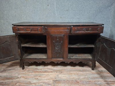 Credenza rustica in stile Luigi XV in legno massello di quercia - XVIII secolo