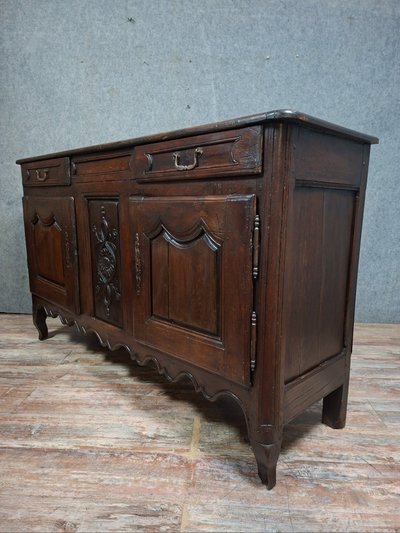 Credenza rustica in stile Luigi XV in legno massello di quercia - XVIII secolo
