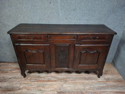 Credenza rustica in stile Luigi XV in legno massello di quercia - XVIII secolo