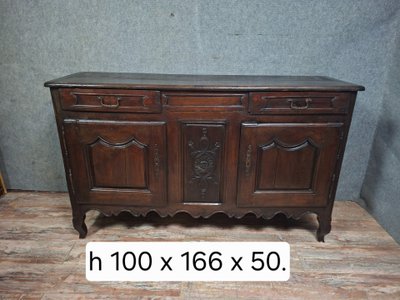 Credenza rustica in stile Luigi XV in legno massello di quercia - XVIII secolo