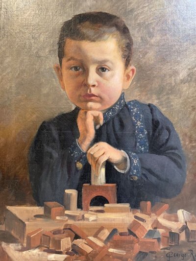 Georges Roux, Il gioco delle costruzioni, ritratto di un bambino