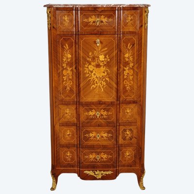 Secrétaire Napoléon III signé Bernoux en palissandre marqueté, vers 1880