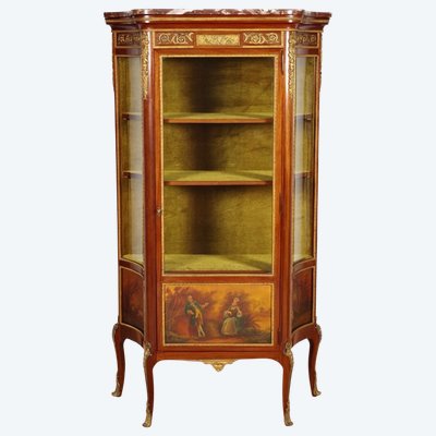 Vitrine im „Transition“-Stil aus Mahagoni, vergoldeter Bronze und mit „Martin“-Lack, um 1880