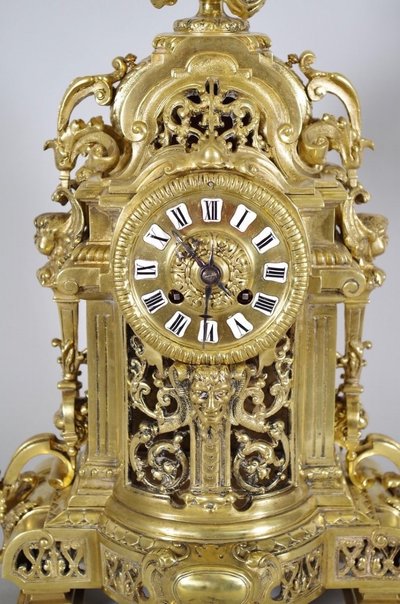 Napoleon III clock signed Godeau in gilt bronze, circa 1880