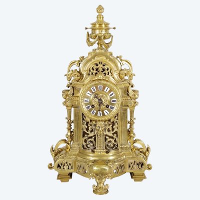 Napoleon III clock signed Godeau in gilt bronze, circa 1880