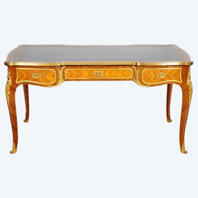 François Linke: Flacher Schreibtisch im Louis-XV-Stil aus Palisander und Rosenholz, um 1880
