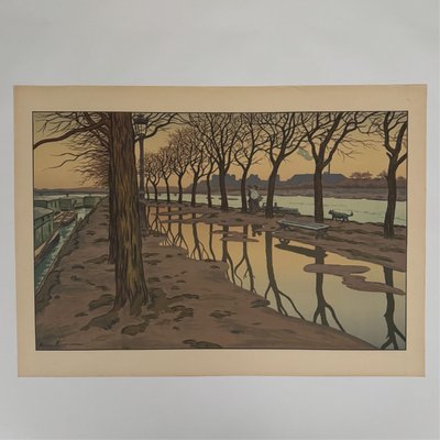 Lithografie von Henri Rivière, Pariser Landschaften – Schwaneninsel