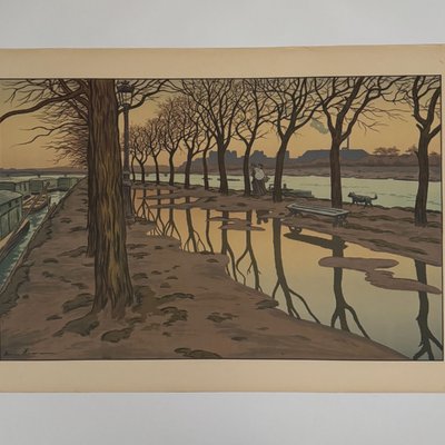 Lithografie von Henri Rivière, Pariser Landschaften – Schwaneninsel