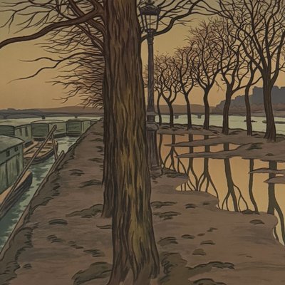 Lithografie von Henri Rivière, Pariser Landschaften – Schwaneninsel