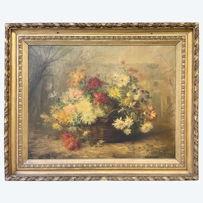 Barbaud Koch (1862-1932) Panier de fleurs, huile sur toile
