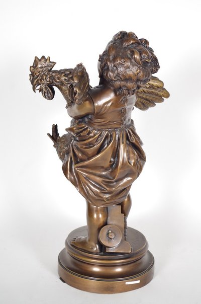 The Child with a Rooster, bronze signed Adriano Cecioni (1838-1886)