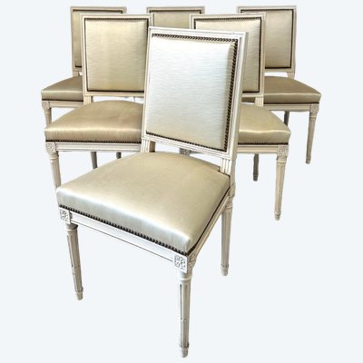 Série de 6 chaises Louis XVI circa 1960