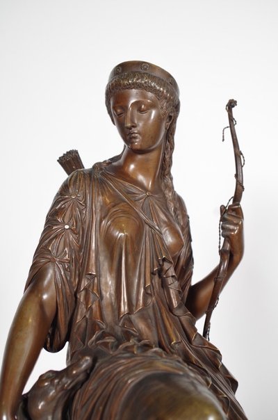 Auguste Joseph Peiffer (1832-1886) Diane chasseresse en bronze