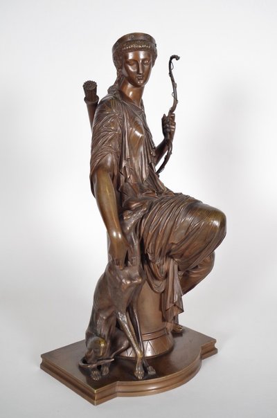 Auguste Joseph Peiffer (1832-1886) Diane chasseresse en bronze