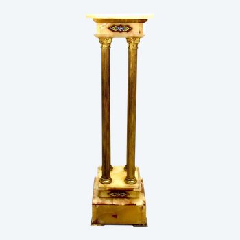 Colonne Napoléon III Onyx Cloisonné Et Bronze Doré époque XIXème