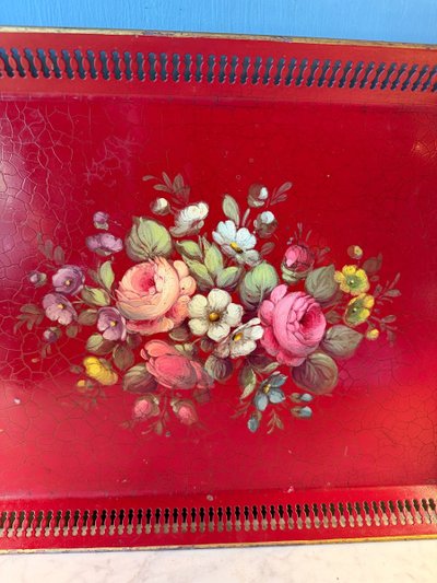 Rectangular painted sheet metal tray, 35 cm x 45 cm