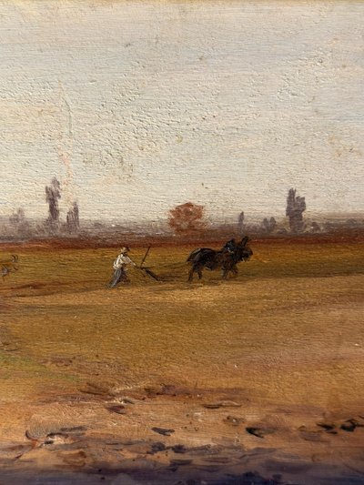 Plowing, a lively 19th-century landscape