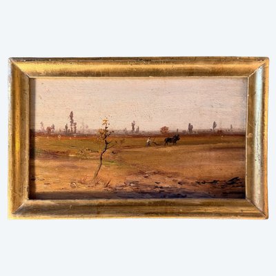 Plowing, a lively 19th-century landscape