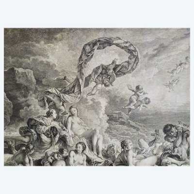 Mythological Engraving Venus After Boucher 18th C Etching Old Print