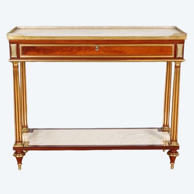 Louis-XVI-Konsolentisch, gestempelt Gamichon in Paris, Mahagoni und vergoldete Bronze, um 1790