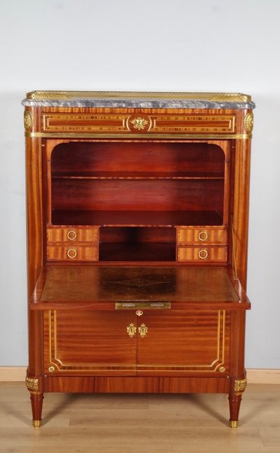 Jean-Henri Jansen, Louis XVI style secretary in satinwood and gilt bronze, circa 1880