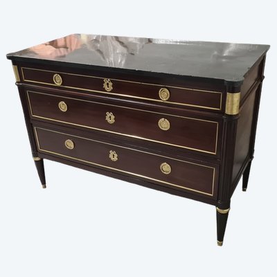 COMMODE EPOQUE LOUIS XVI EN ACAJOU