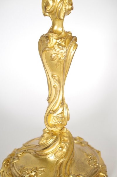 Paire de candélabres Louis XV en bronze doré, 7 feux, vers 1880