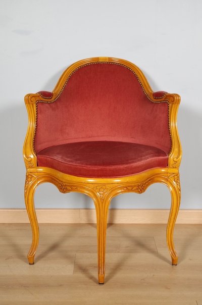 Louis XV style office chair in carved beechwood, circa 1950