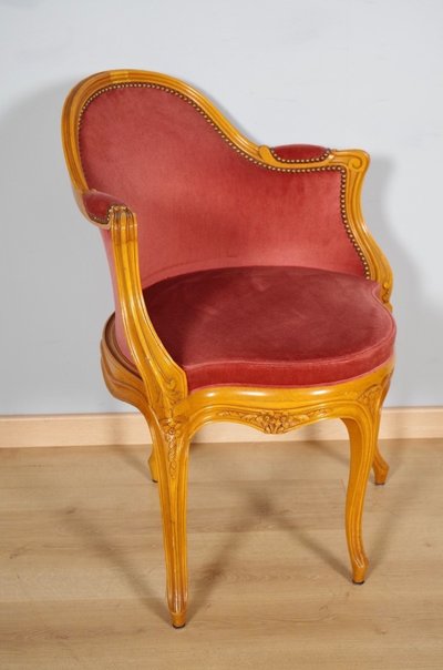 Louis XV style office chair in carved beechwood, circa 1950