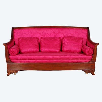 Sofa aus geschnitztem Mahagoni aus der Restaurationszeit, um 1820
