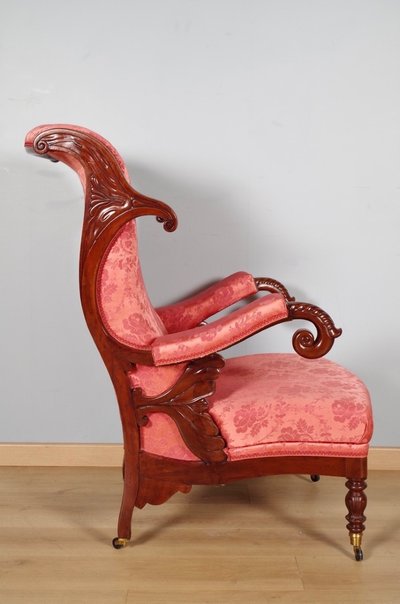 Louis-Philippe style mahogany fireside chair, circa 1840