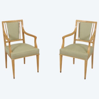 Paire de fauteuils Art Déco en sycomore, dans le goût de Jean Desnos